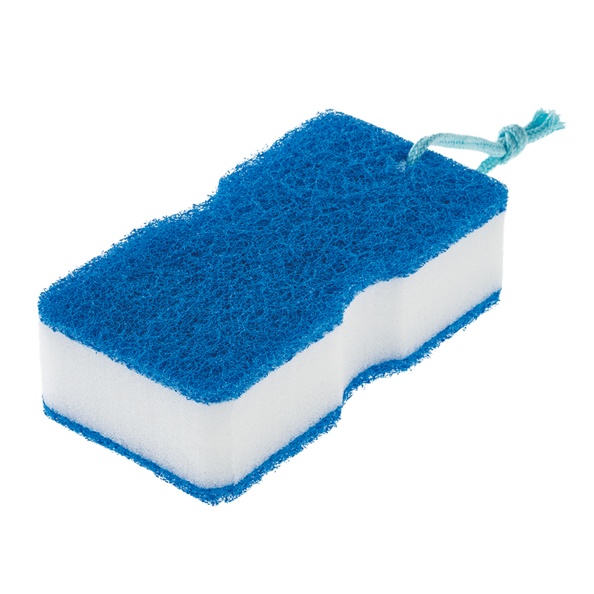 (まとめ) バスツインスポンジ/バススポンジ 〔ブルー〕 風呂掃除 『サッとる』 〔130個セット〕